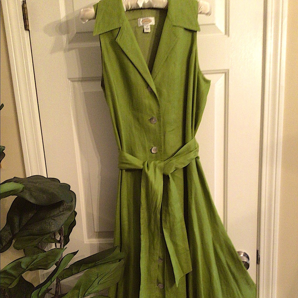Talbots Linen sleeveless mid length dress SZ 8